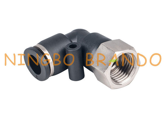 o impulso fêmea do cotovelo de 1/4&quot; de 8mm a rápido conecta os encaixes de mangueira pneumáticos