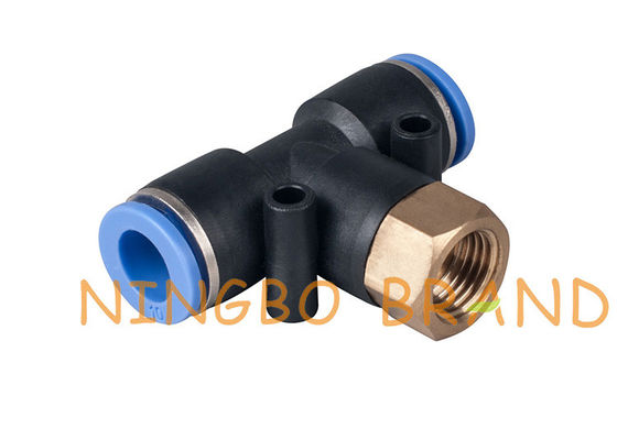Impulso fêmea do T do ramo para conectar os encaixes de mangueira pneumáticos 1/4&quot; 8mm