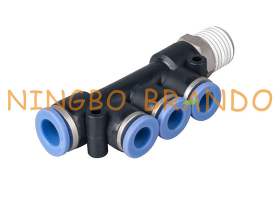 o impulso triplo do ramo de 1/4&quot; de 8mm a rápido conecta os encaixes de mangueira pneumáticos