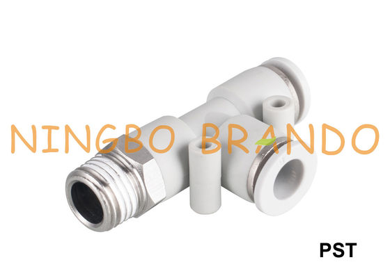 Encaixes de mangueira pneumáticos plásticos corridos masculinos do T de PST 1/8&quot; 1/4&quot; 3/8&quot; 1/2”