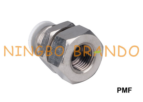 Encaixes pneumáticos retos fêmeas da invasão do anteparo de PMF 1/8&quot; 1/4&quot; 3/8&quot; 1/2”