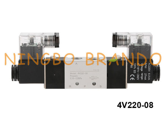 tipo maneira pneumática 12VDC 24VDC de 4V220-08 Airtac da válvula de solenoide 5/2
