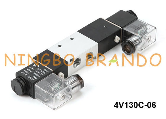 Tipo 5/3 válvula de solenoide pneumática 24VDC da maneira 220VAC de 4V130C-06 Airtac