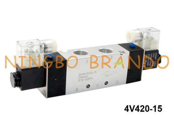 tipo posição pneumática 24V 220V de 4V420-15 Airtac da maneira 2 da válvula de solenoide 5 do ar