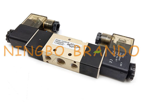 4V220-08 1/4&quot; válvula pneumática do solenoide dobro da maneira da caixa 5/2 de Termianl