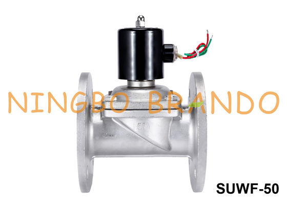 Válvula de solenoide SUWF-50 flangeada de aço inoxidável 2&quot; DN50 24VDC 220VAC