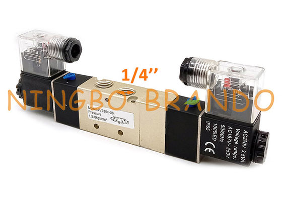 4V230C-08 1/4&quot; válvula pneumática em circuito fechado da maneira dobro do solenoide 5/3