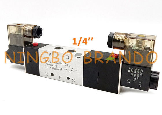 4V330C-08 1/4&quot; válvula de solenoide pneumática 5 da posição em circuito fechado da maneira 3