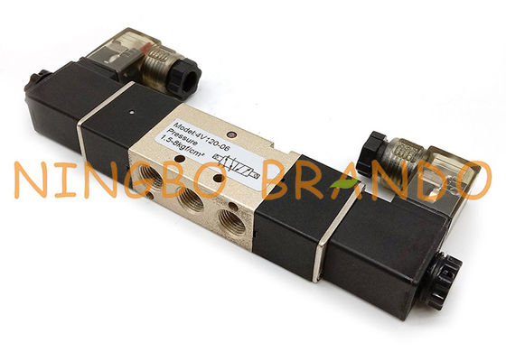 Tipo maneira de AIRTAC de 4V120-06 5/2 1/8&quot; válvula pneumática do solenoide dobro