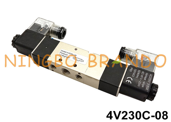 5/3 de maneira 1/4&quot; válvula de solenoide 4V230C-08 do controlo aéreo pneumático