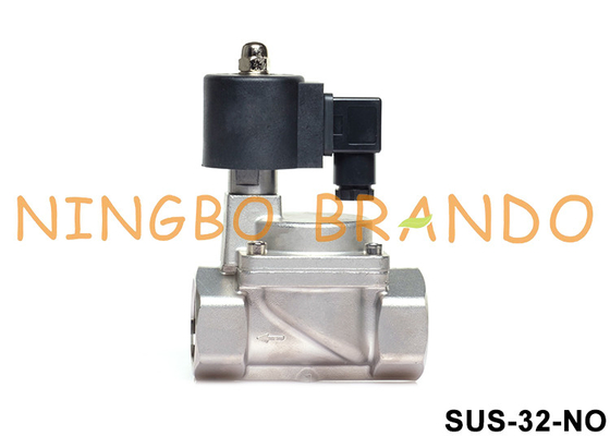 1-1/4” 2 selo aberto normal 24V 220V da válvula de solenoide PTFE dos SS 304 da maneira