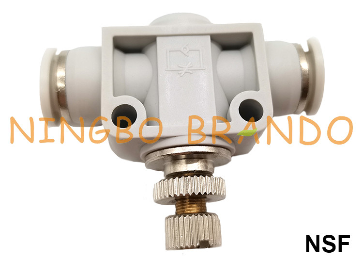 Controlador cabendo pneumático Valve da velocidade de ar do controle de fluxo da maneira do NSF um 4mm 6mm 8mm 10mm