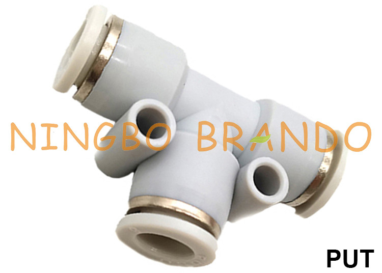 PUT Union T de encaixe de plástico para mangueira pneumática 4 mm 6 mm 8 mm 10 mm 12 mm