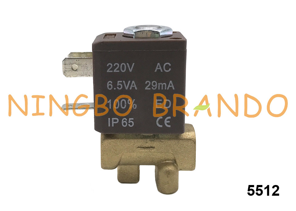 5512 CEME Tipo G1/4'' Válvula solenóide de latão 2 vias normalmente fechada 24VCC 220VCA