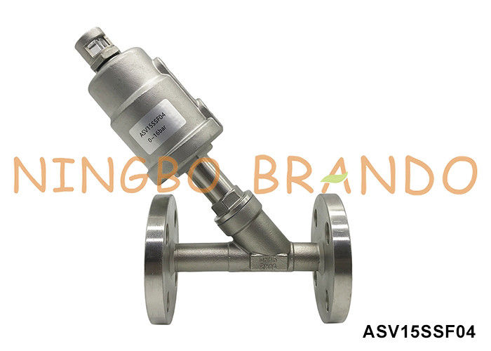 DN15 PN16 Portão de flanco Válvula de assento de ângulo pneumático de dupla ação normalmente fechada