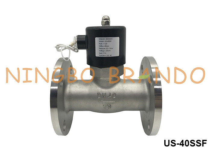DN40 válvula de solenoide de aço inoxidável de água quente a vapor com flanges 1,5'' 24V 110V 220V