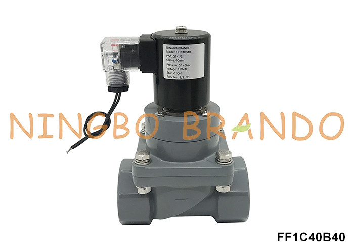1-1/2' DN40 válvula solenoide anticorrosiva CPVC para ácido químico 220V 24V