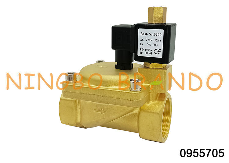 0955705 1.5'' Válvula Solenoide de Latão 2 Vias Normalmente Aberta 24V 110V 220V