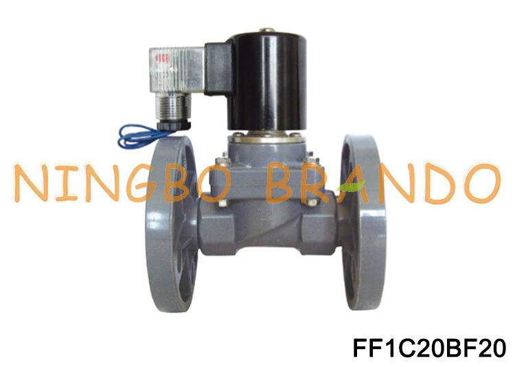 DN20 Flange Tipo Válvula Solenóide Anticorrosiva Normalmente Fechada CPVC 220V 24V