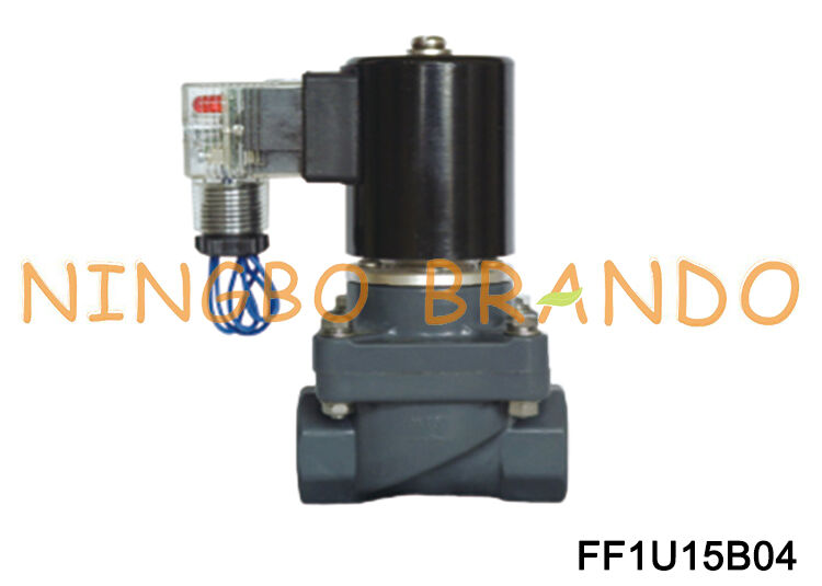 DN15 1/2'' Válvula Solenóide Anticorrosão Normalmente Fechada UPVC 220V 110V 24V
