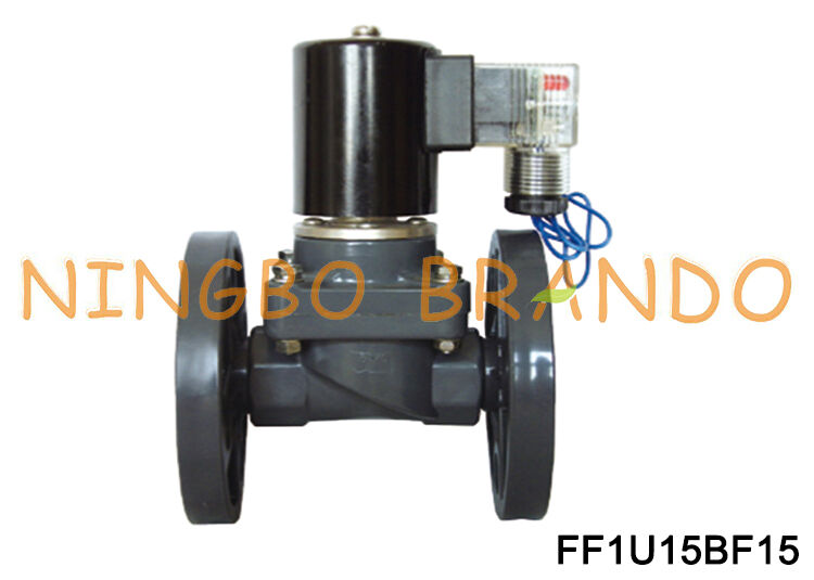 Tipo anticorrosivo 220V da flange da válvula solenóide UPVC de 1/2" DN15 UPVC