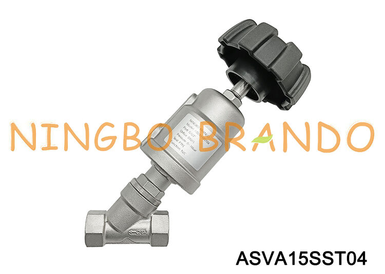 Válvula de assento angular 1/2'' vapor pneumático DN 15 de aço inoxidável com alça ajustável de abertura