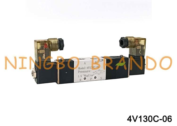 Válvula de ar solenóide Airtac tipo 4V130C-06, 3 posições, 5 portas, 1/8 '', válvula de controle pneumático