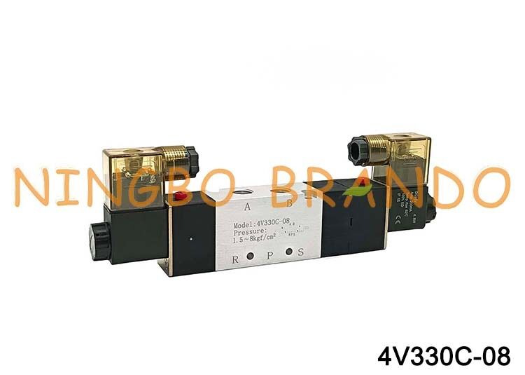 Válvula solenóide tipo AIRTAC, válvula de ar 4V330C-08 DC 12V 24V AC 110V 220V