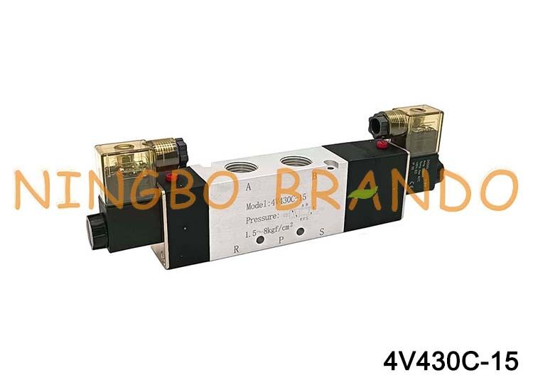 Válvula de ar solenóide Airtac tipo 4V430C-15 5/3 vias série 4V400