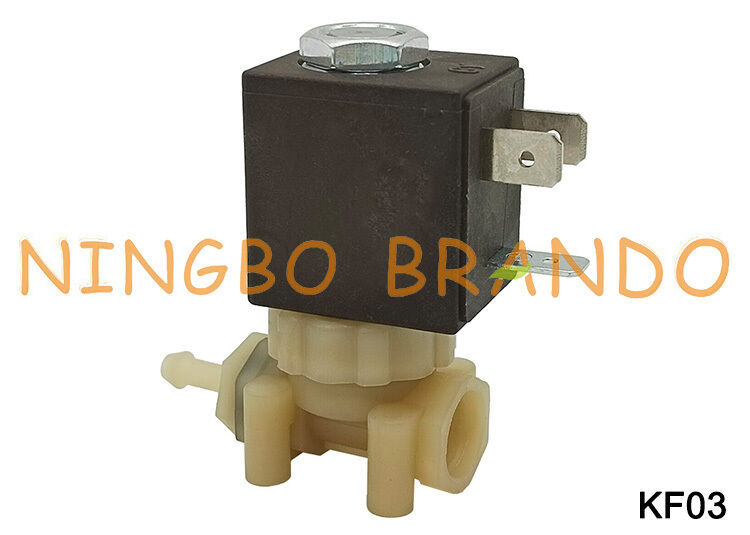 Máquina de café expresso 1/8 ''2 vias de qualidade alimentar segura PA66 válvula solenóide de plástico DC24V KF03