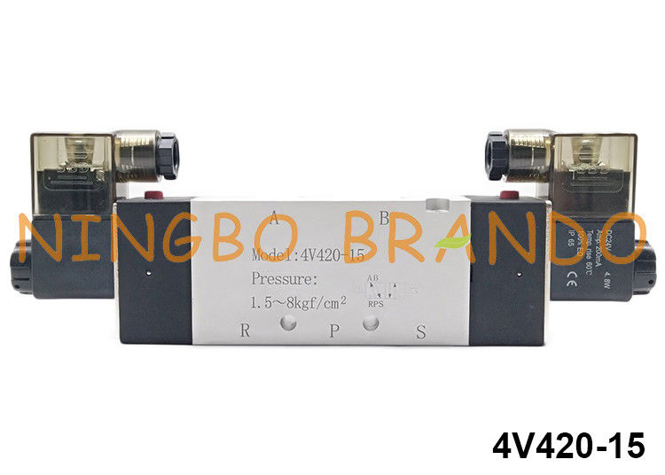 válvula pneumática do solenoide do controle direcional do ar da maneira 4V420-15 de 1/2” NPT BSPT 5/2