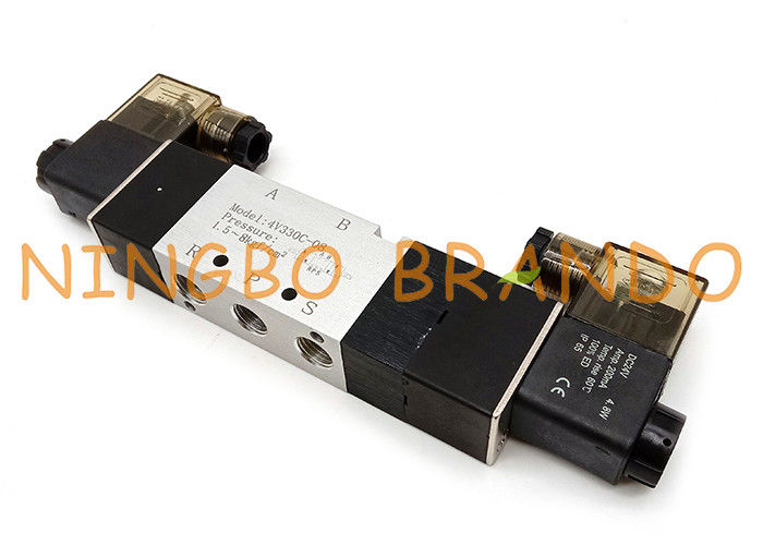 Tipo válvula de Airtac de solenoide pneumática em circuito fechado da maneira de 4V330C-08 5/3