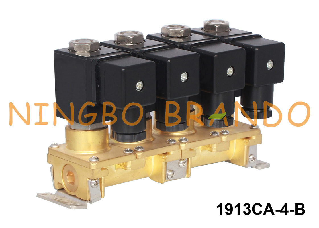 Empilhando o Multi-porto de bronze 1/8&quot; 1/4&quot; da válvula de solenoide de 4 grupos 24V 220V
