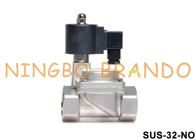 1-1/4” 2 selo aberto normal 24V 220V da válvula de solenoide PTFE dos SS 304 da maneira