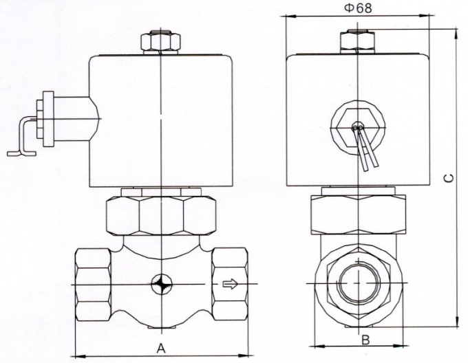 Dimensão da válvula de solenoide de bronze da série 2L/US:
