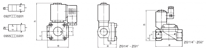 Dimensão da válvula de solenoide de bronze de 0927/0955 de série:
