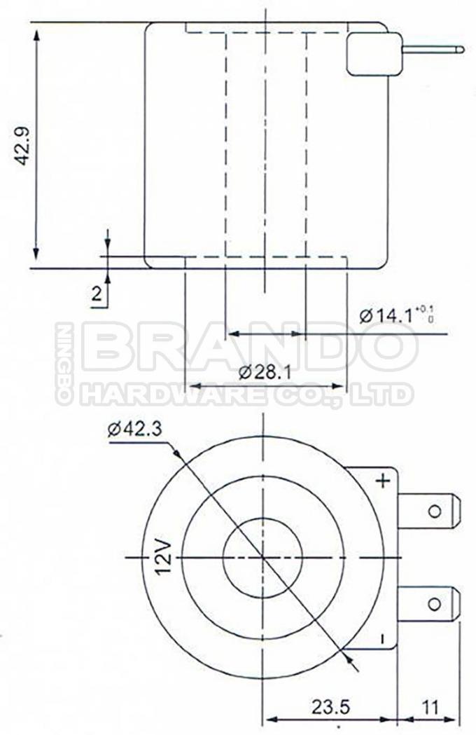 Dimensão da bobina da válvula de solenoide BB14142912: