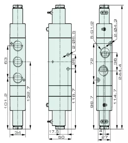Dimensão da válvula de solenoide 4V430C-15 pneumática: