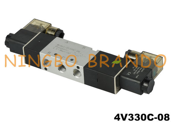 4V330C-08 Válvula solenoide pneumática de centro fechado 5 vias 2 posições 1/4''