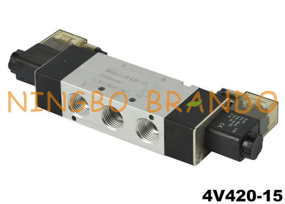 4V420-15 1/2'' 5/2 Vias Válvula Solenóide de Ar Pneumática DC24V AC220V