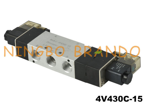 Válvula Solenóide Pneumática 5/3 Vias 1/2'' 4V430C-15 24Volt 220Volt