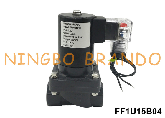 1/2' Anti-corrosão UPVC válvula de solenoide para ácido químico alcalino 24V 110V 220V