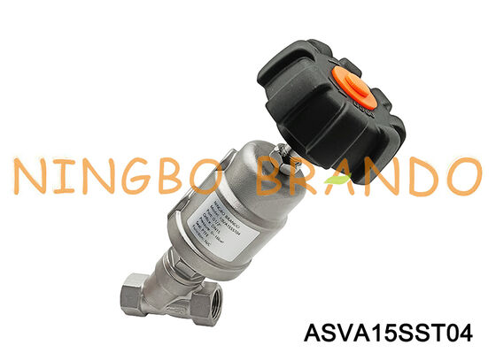 Válvula pneumática de assento angular de vapor de aço inoxidável de 1/2 '' com alça de ajuste de abertura
