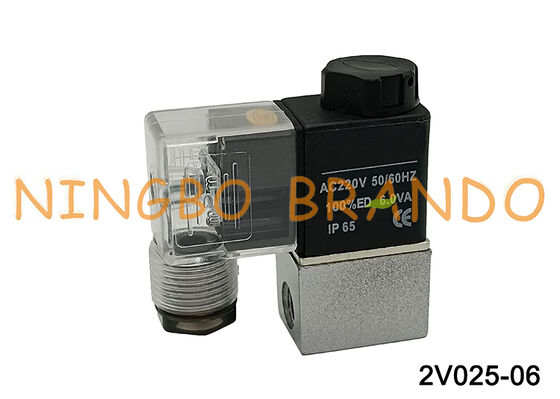 2V025-06 Válvula Solenóide de Óleo de Água de Ar Normalmente Fechada G1/8'' 220V 110V 24V