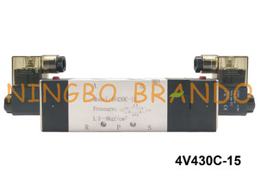 Tipo maneira AC110V AC220V 4V430C-15 Airtac da pinta 1/2 de” da válvula de solenoide 5/3 do reverso do centro do fim