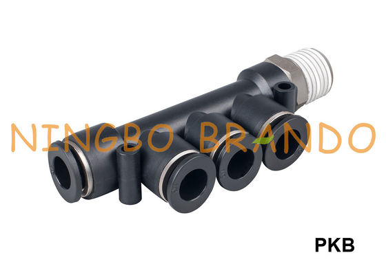 Encaixes de mangueira pneumáticos plásticos do ramo triplo masculino de PKB 1/8" 1/4" 3/8" 1/2”