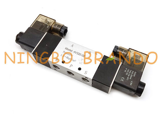 válvula pneumática do solenoide dobro do conector do RUÍDO da maneira de 4V320-08 1/4