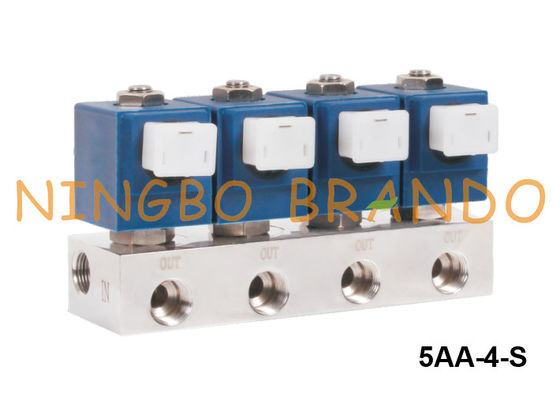 Válvula de solenoide de aço inoxidável montada distribuidor 1/4" 3/8" 1/2” 24V 220V