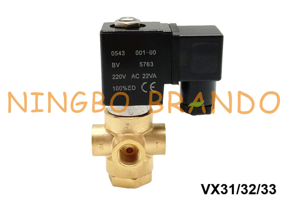 Tipo 3 válvula de ASCO de solenoide de bronze da maneira para o ar 1/8" 1/4" da água 24V 220V