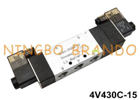 Válvula de solenoide pneumática DC24V de 4V430C-15 5Ports 3Position AC220V